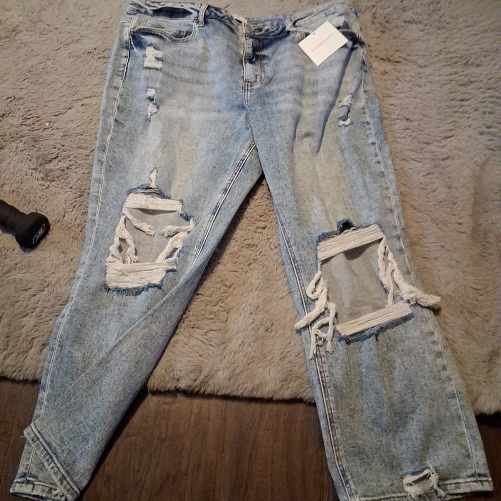 VERVET Carlene New Mid Rise Slim Straight Blue Jeans Women's Size 22W Distressed